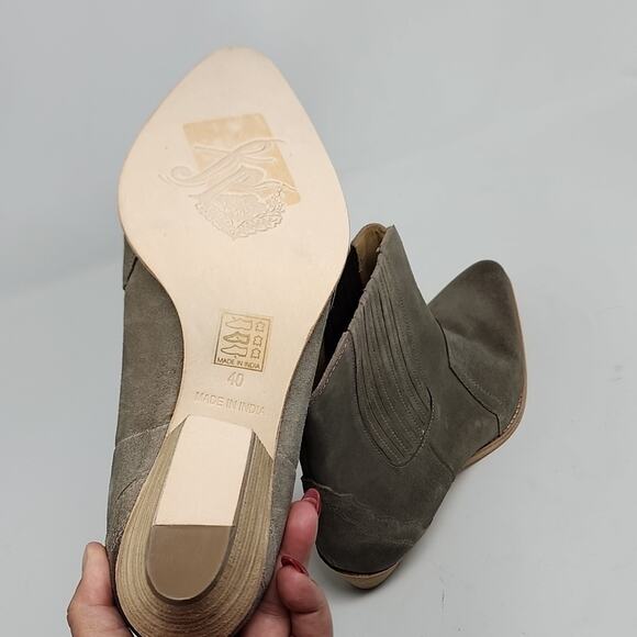 Free People New Frontier Green Suede Western Booties Size 10 - Picture 6 of 7
